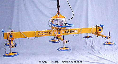 ANVER Six Pad Electric Powered Vacuum Lifter for Lifting Steel Sheets 12 ft x 6 ft (3.6 m x 1.8 m) up to 3000 lb (1361 kg)